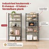Afmetingen en productspecificaties van industrieel keukenrek