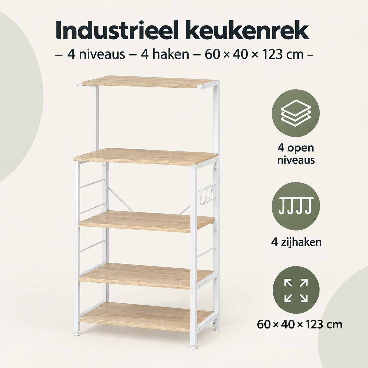 Overzicht van industrieel keukenrek met de belangrijkste productvoordelen