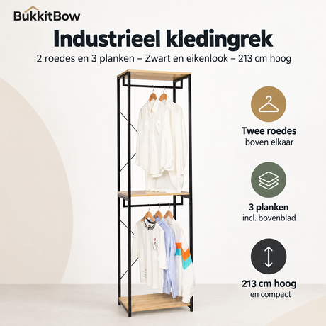 Overzicht van industrieel kledingrek met de belangrijkste productvoordelen