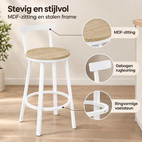Detail van materiaal en afwerking van industriële barkrukken