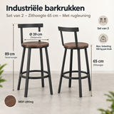 Afmetingen en productspecificaties van industriële barkrukken