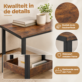 Detail van materiaal en afwerking van industriële bijzettafel