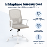 Overzicht van inklapbare bureaustoel met de belangrijkste productvoordelen
