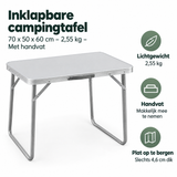 Inklapbare campingtafel van BukkitBow, 70x50x60 cm, lichtgewicht van 2,55 kg met handvat, geschikt voor outdoor gebruik.