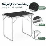 Inklapbare campingtafel van BukkitBow met handvat, 70x50x60 cm, lichtgewicht en gemakkelijk op te bergen.