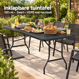 inklapbare tuintafel 180 cm in gebruik in een passende praktijksituatie