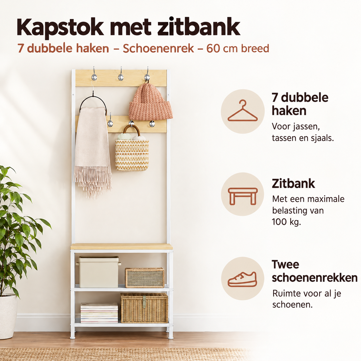 Belangrijkste voordelen en eigenschappen van kapstok met zitbank