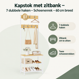 Overzicht van kapstok met zitbank met de belangrijkste productvoordelen