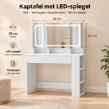 Afmetingen en productspecificaties van kaptafel met led spiegel