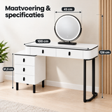 Afmetingen en productspecificaties van kaptafel met led spiegel
