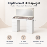 Overzicht van kaptafel met LED-spiegel met de belangrijkste productvoordelen