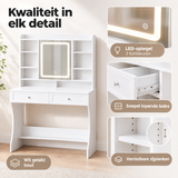 Detail van materiaal en afwerking van kaptafel met LED-verlichting