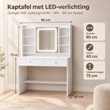 Afmetingen en productspecificaties van kaptafel met LED-verlichting