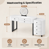 Afmetingen en productspecificaties van kaptafel met LED-verlichting