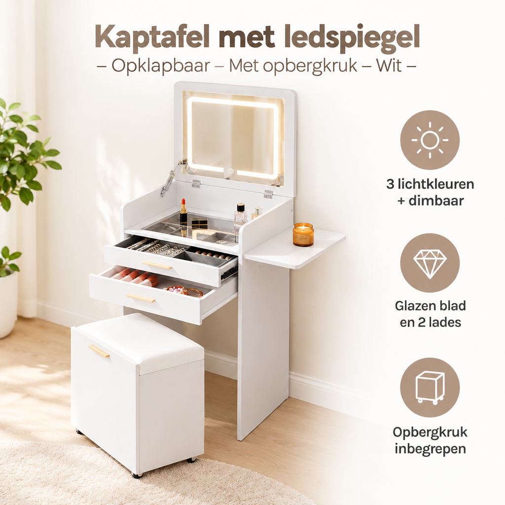 Belangrijkste voordelen en eigenschappen van kaptafel met ledspiegel