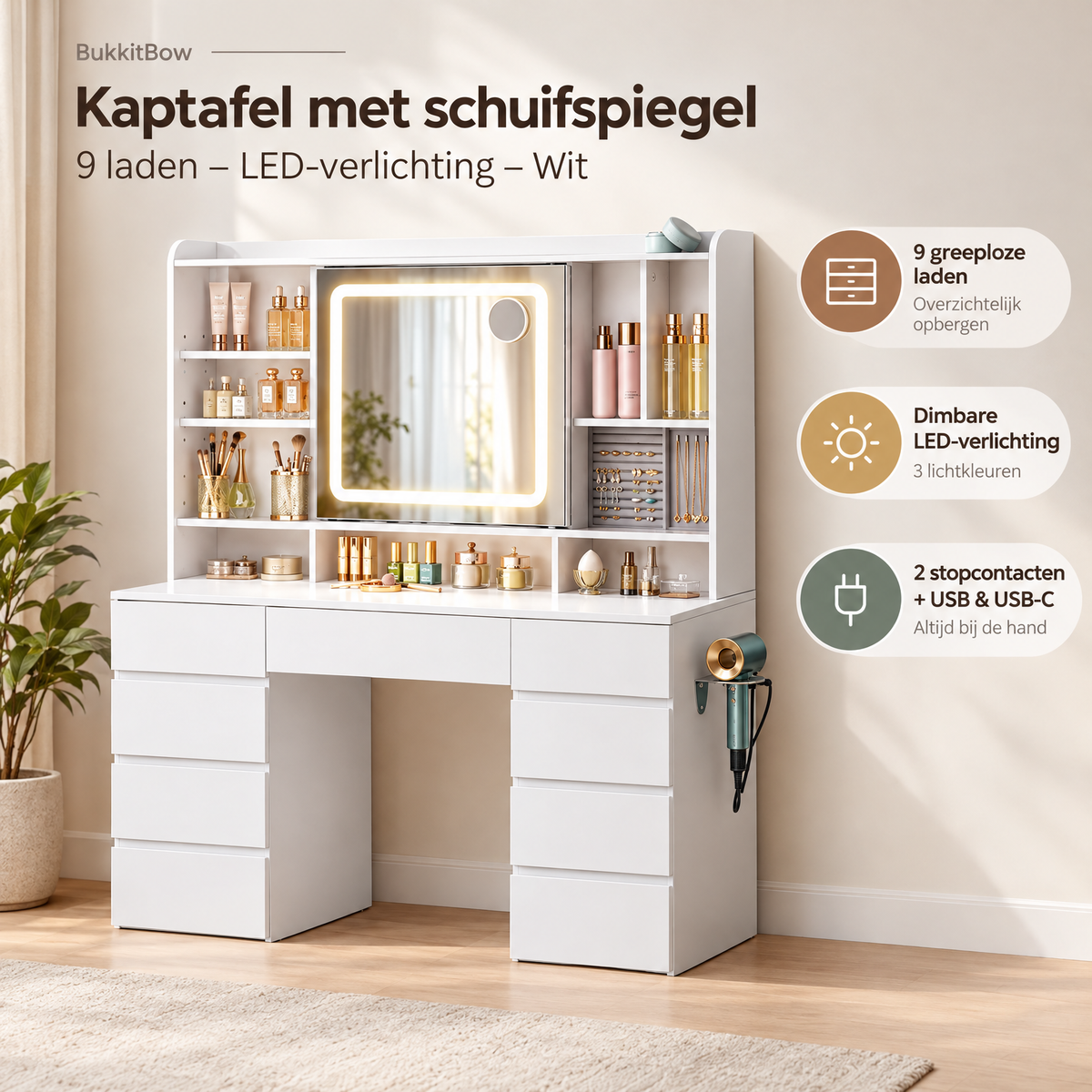 Belangrijkste voordelen en eigenschappen van kaptafel met schuifspiegel