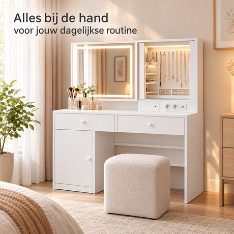 kaptafel met schuifspiegel in gebruik in een passende praktijksituatie