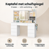 Overzicht van kaptafel met schuifspiegel met de belangrijkste productvoordelen