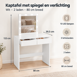 Afmetingen en productspecificaties van kaptafel met spiegel en verlichting