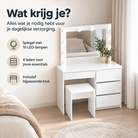 Praktische toepassing en keuzehulp voor kaptafel met verlichting