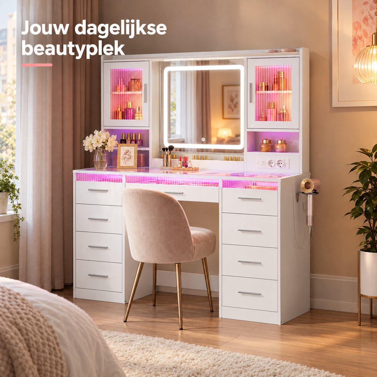 kaptafel met verlichting in gebruik in een passende praktijksituatie