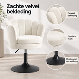 Velvet kaptafelstoel met bloemvormig ontwerp, draaibaar 360°, zithoogte 43-55 cm, door BukkitBow.