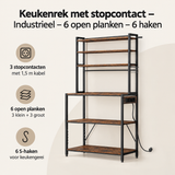 Overzicht van keukenrek met stopcontact met de belangrijkste productvoordelen