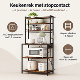 Overzicht van keukenrek met stopcontact met de belangrijkste productvoordelen