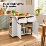 keukentrolley met inklapbaar werkblad in gebruik in een passende praktijksituatie