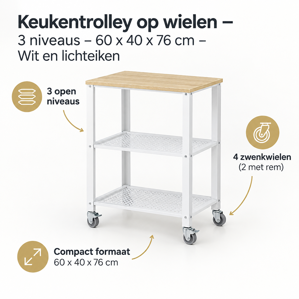 Belangrijkste voordelen en eigenschappen van keukentrolley op wielen