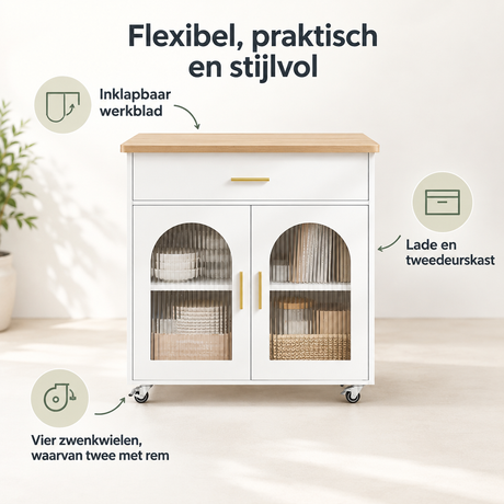Belangrijkste voordelen en eigenschappen van keukentrolley op wielen