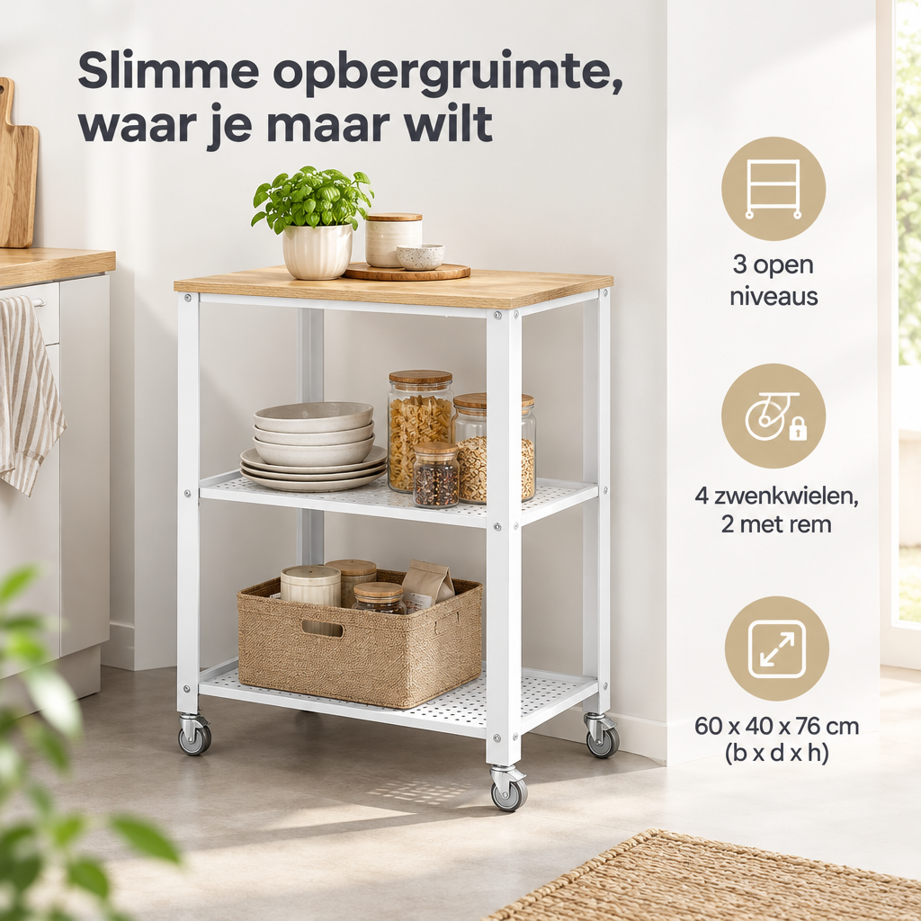 Praktische toepassing en keuzehulp voor keukentrolley op wielen