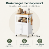 Overzicht van keukenwagen met stopcontact met de belangrijkste productvoordelen