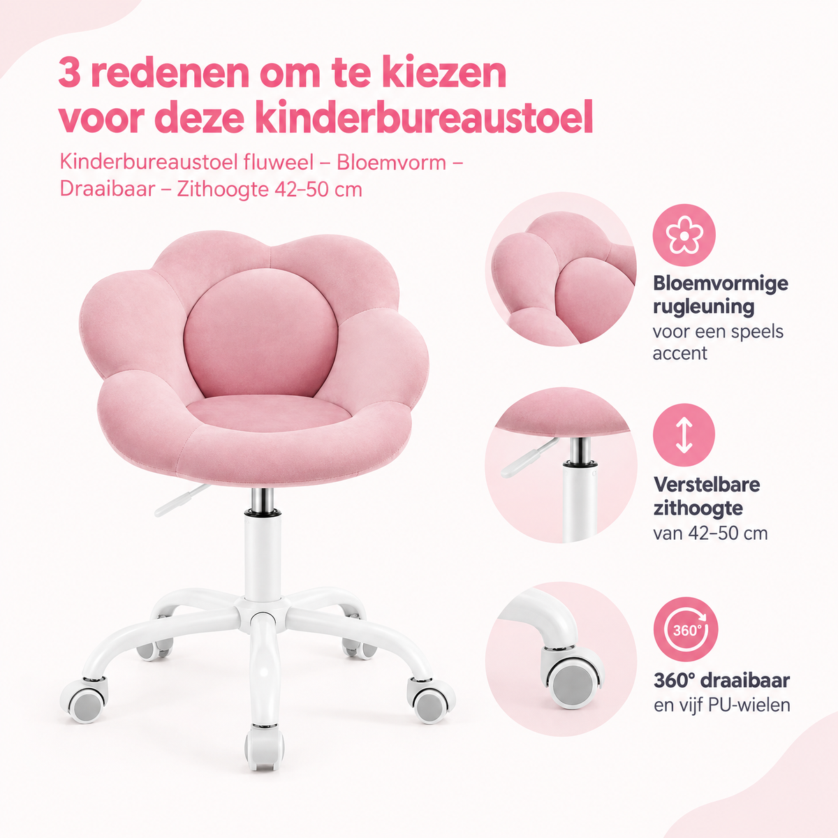Belangrijkste voordelen en eigenschappen van kinderbureaustoel fluweel