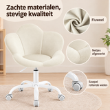 Detail van materiaal en afwerking van kinderbureaustoel fluweel