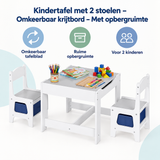 Overzicht van kindertafel met 2 stoelen met de belangrijkste productvoordelen