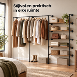 kledingrek wandmontage in gebruik in een passende praktijksituatie