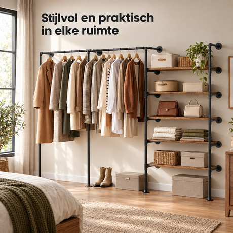 kledingrek wandmontage in gebruik in een passende praktijksituatie