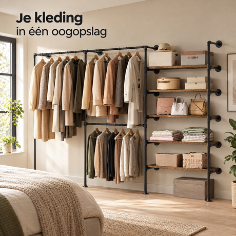kledingrek wandmontage in gebruik in een passende praktijksituatie