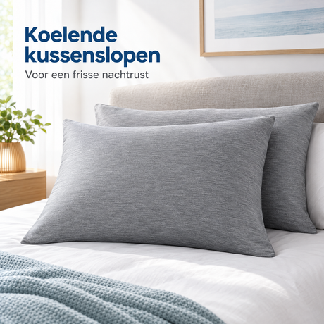 Set van 2 zijdezachte koelende kussenslopen van BukkitBow met blinde ritssluiting, ideaal voor comfort en verkoeling.