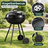 Detail van materiaal en afwerking van kogelbarbecue