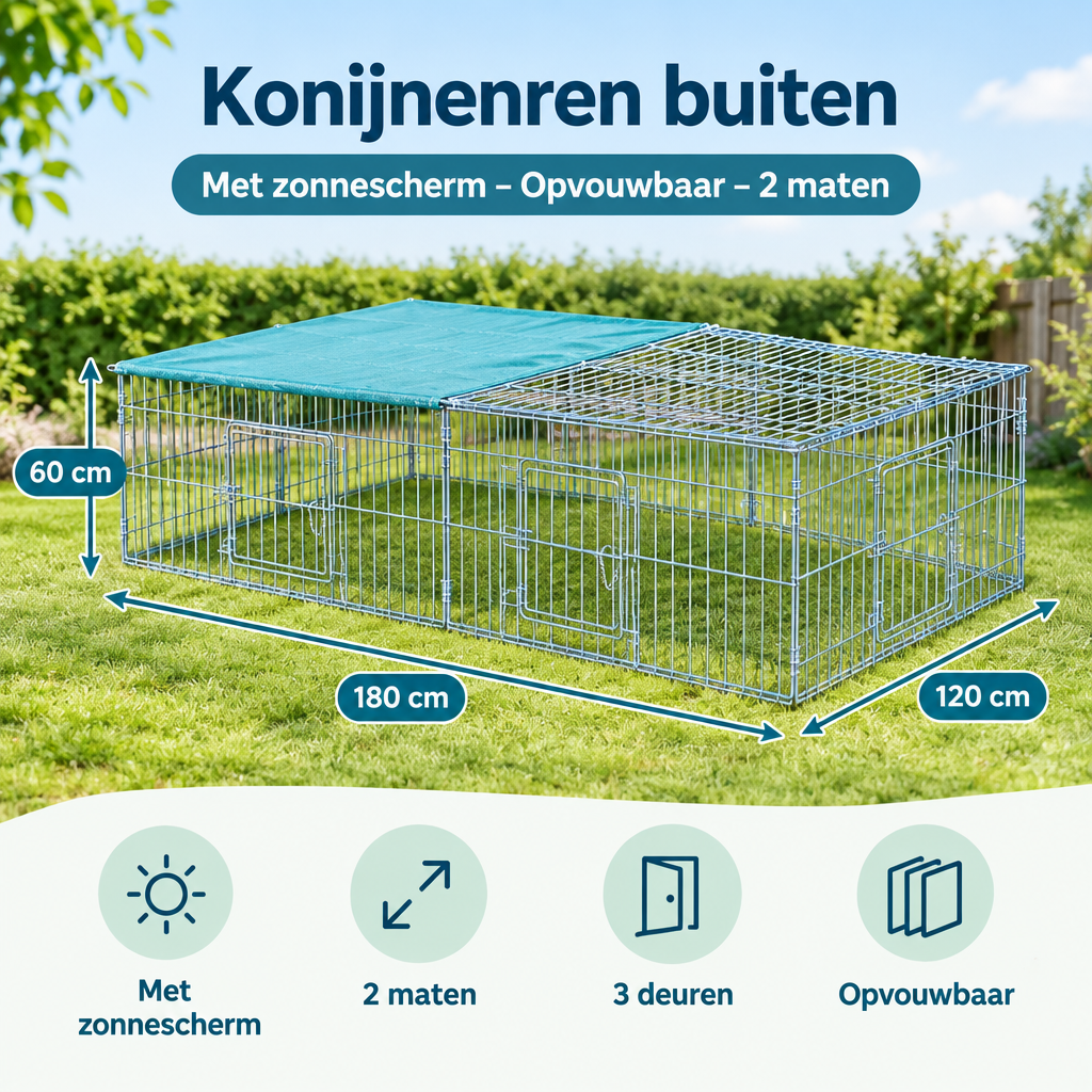 Afmetingen en productspecificaties van konijnenren buiten