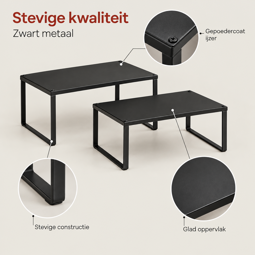 Detail van materiaal en afwerking van kruidenrek set van 2