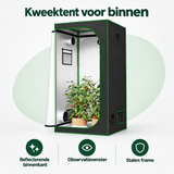 BukkitBow kweektent voor binnen met reflecterende binnenkant, observatievenster en stevig stalen frame, overzicht van kernvoordelen
