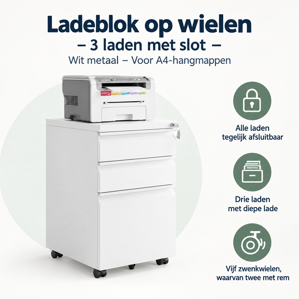 Overzicht van ladeblok op wielen met de belangrijkste productvoordelen