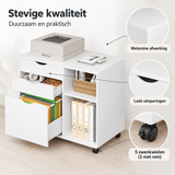 Detail van materiaal en afwerking van ladekast op wielen