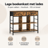 Overzicht van lage boekenkast met lades met de belangrijkste productvoordelen