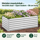 Metalen moestuinbak van verzinkt staal, open bodem, 56 cm hoog, door BukkitBow voor tuinieren en planten.