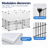 Detail van materiaal en afwerking van modulaire dierenren