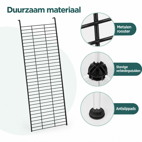Modulaire dierenren van BukkitBow, wit, 43 panelen van 35x35 cm, binnengebruik, detail van het metalen frame en panelen